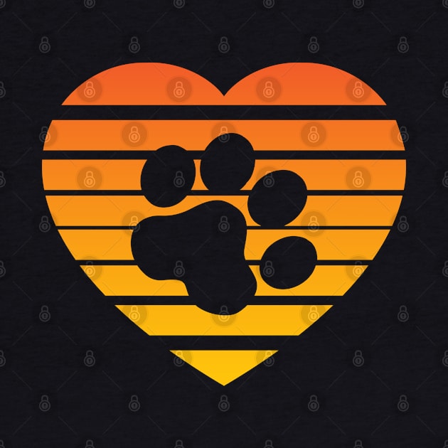 Cat Paw Heart Valentine - Orange Gradient by skauff